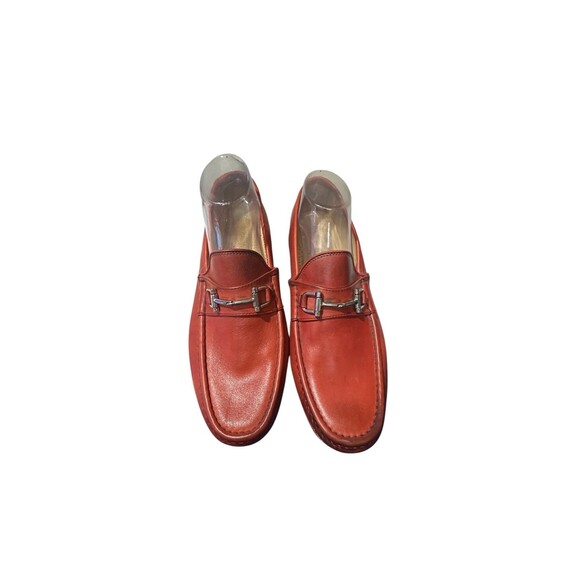 Mercanti Fiorentini Red Leather Men Size 11 M Horsebit Loafers Shoes Made Italy main image 7